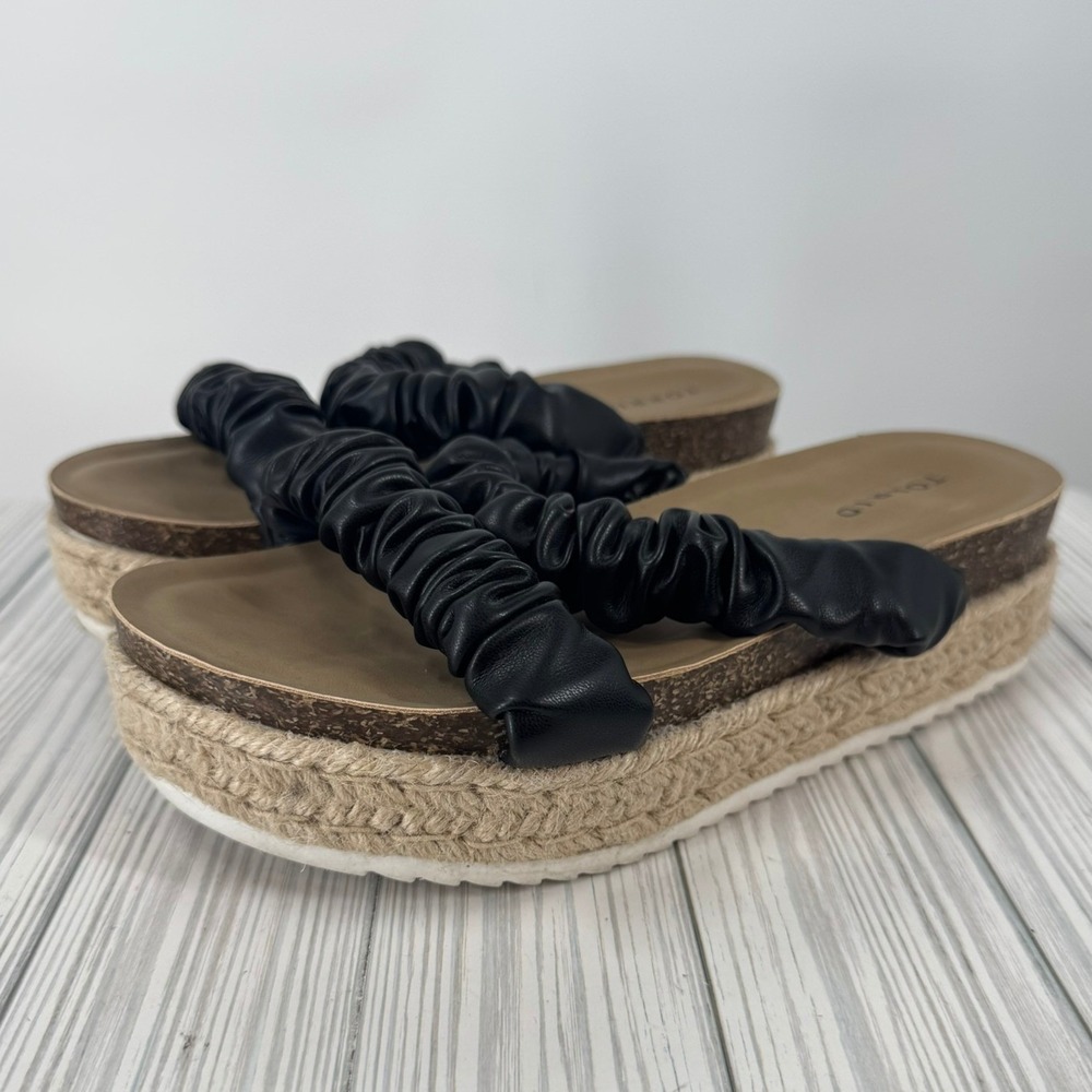 Torrid Women's Black Double Band Espadrille Platform Slide Sandals Size 8WW